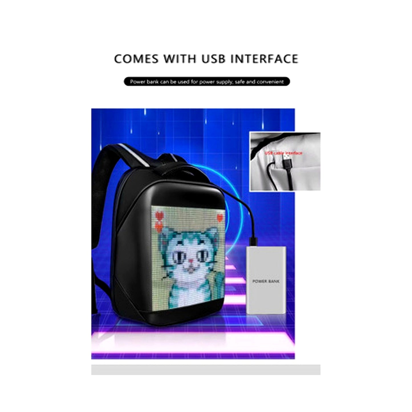 LED Backpack B308 Black - 05 USB 5V Power Interface