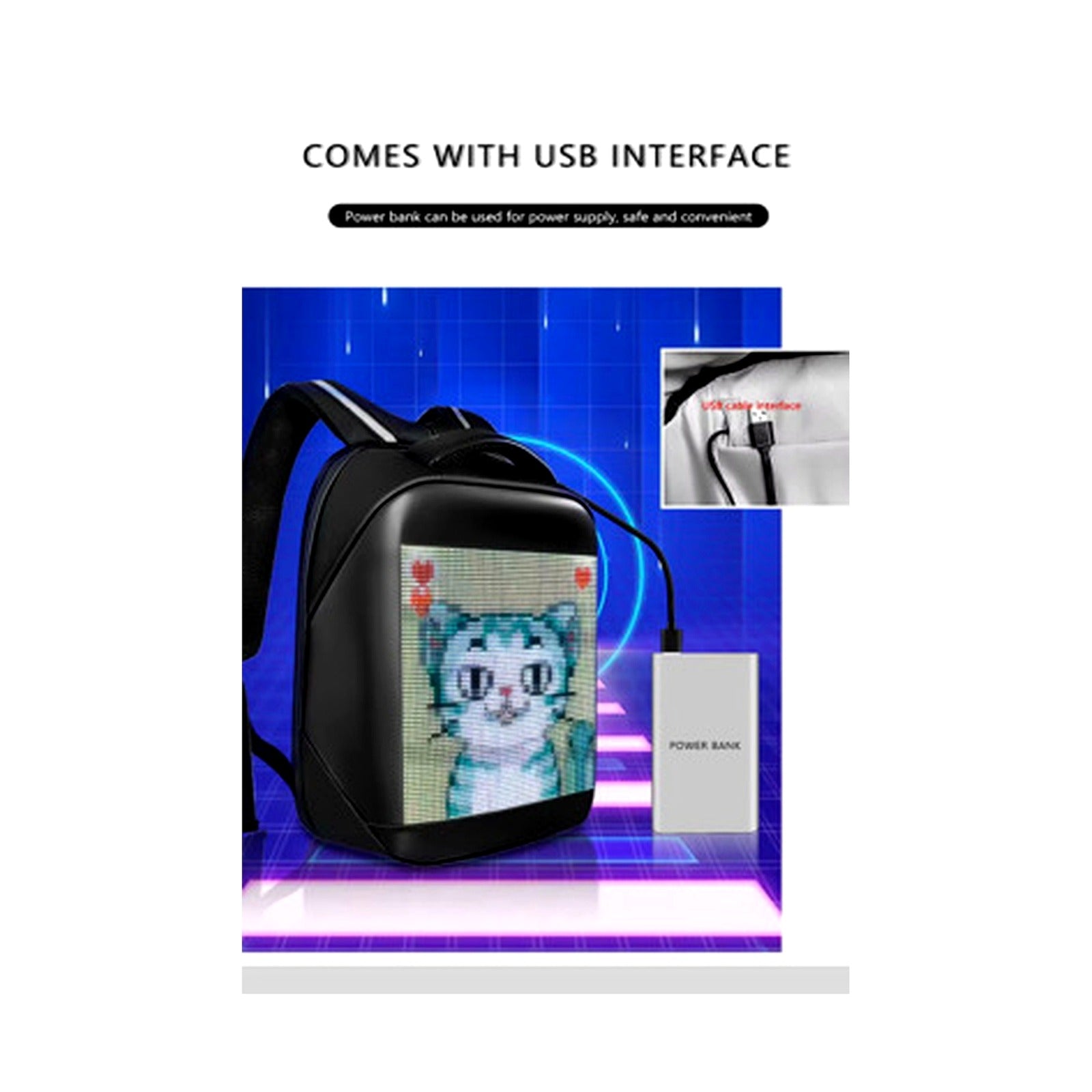LED Backpack B308 Black - 05 USB 5V Power Interface