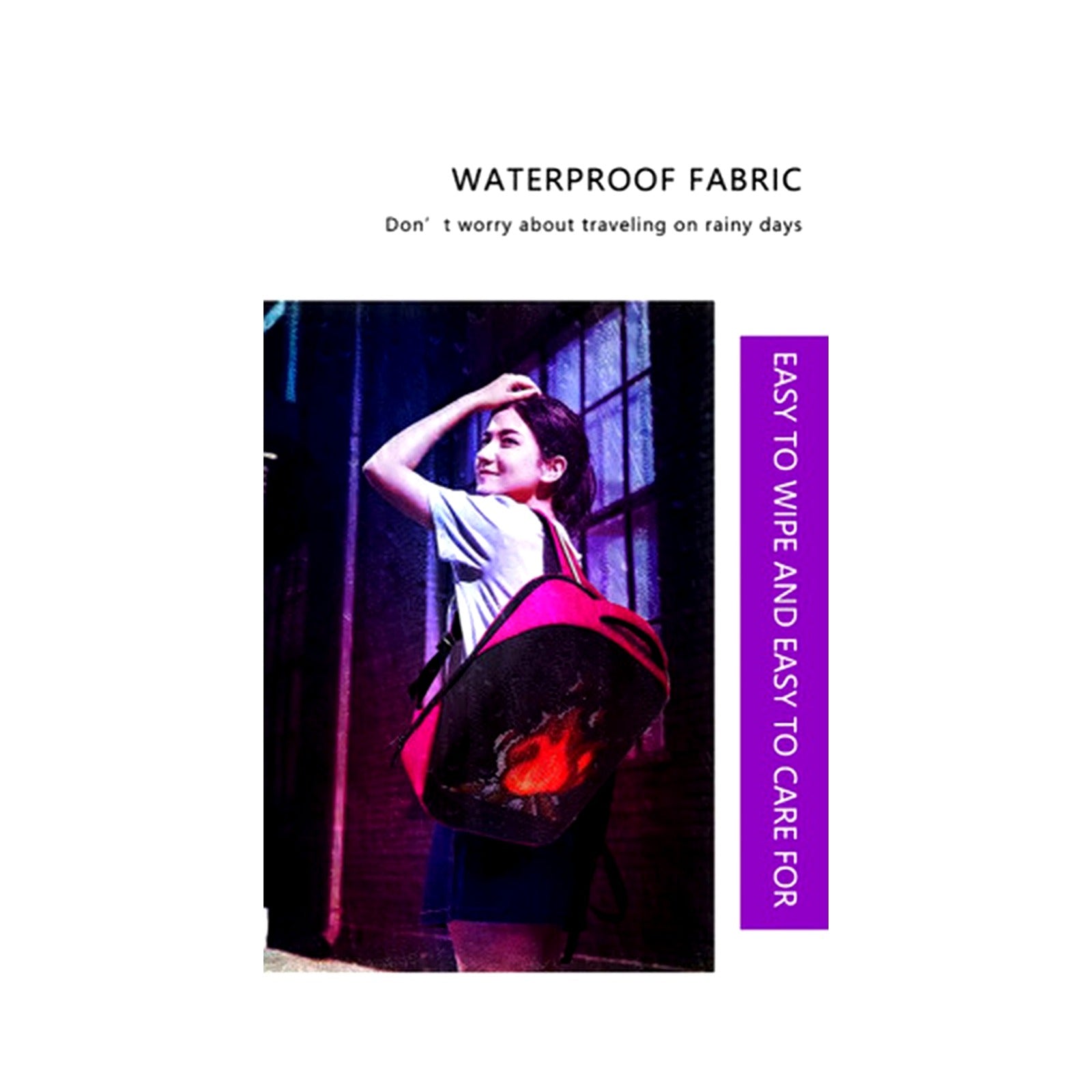 LED Backpack B308 Black - 06 Waterproof PU Fabric